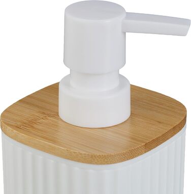 Набір для ванної кімнати Relaxdays, 6 предметів: аксесуари для ванної з пластику та бамбуку, повний комплект, білий/натуральний