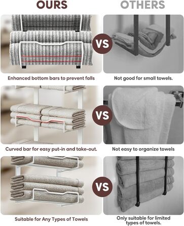 Настінний тримач для рушників на двері, 6 секцій, без свердління, для маленьких ванних кімнат, білий (8 тварин)