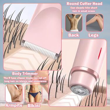 Електричний жіночий бритва 2-в-1 для тіла та зони бікіні, IPX7, USB-зарядка (Рожевий)