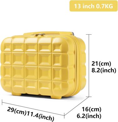 Набір валіз KONO 2 в 1: велика валіза (62 см) та косметичка (жовтий колір)