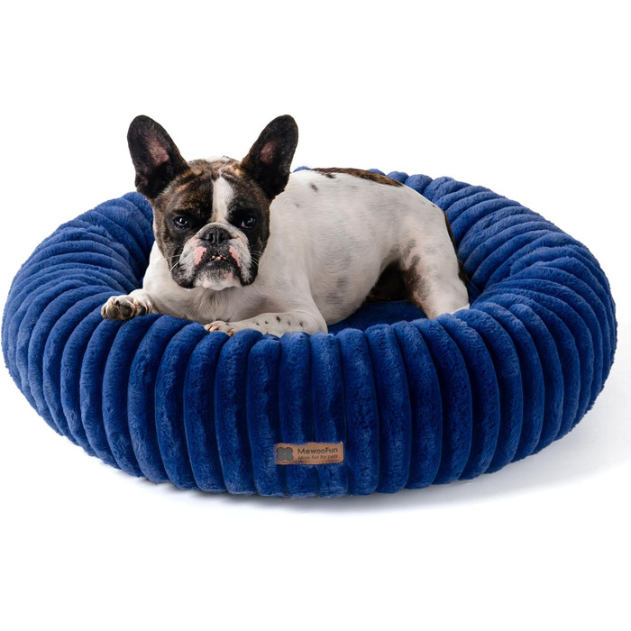 Кругле лежанка для собак MEWOOFUN, м'яке та зручне, 76x76x20 см, Marineblau (Темно-синій)