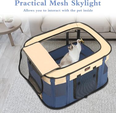 Клітка-загон для собак Aivituvin, переносний загон для котів та інших тварин, розкладний вольєр для собак, намет-коробка з сумкою для транспортування, для дому та вулиці, для маленьких тварин, розмір M (блакитний)