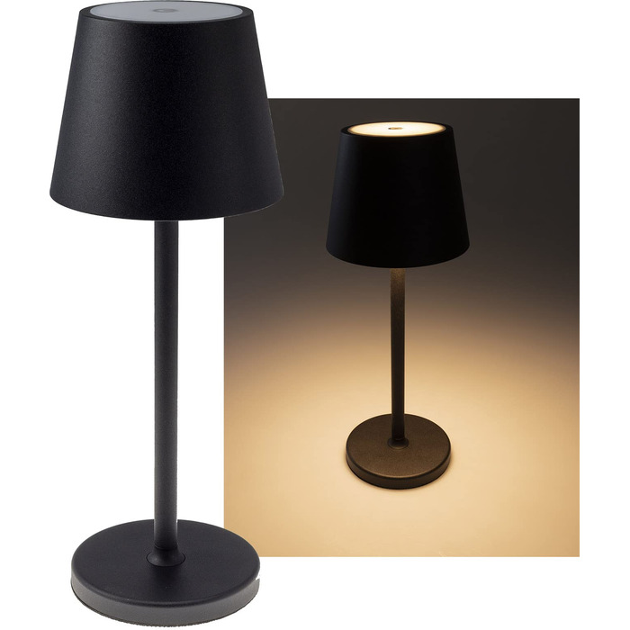 Настільний світильник акумуляторний ChiliTec 30 см LED з димером, USB зарядка, IP44, тепле світло, сенсорний вимикач (Чорний)