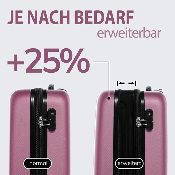 Набір валіз FERGÉ Toulouse 3 шт. з жорсткою оболонкою (ручна поклажа, L, XL) Рожевий колір, 100% ABS