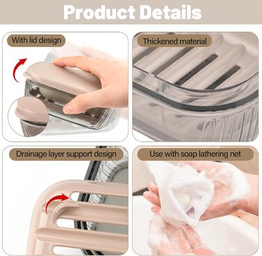 Водонепроникний контейнер для мила з 2 мішечками для мила, велика мильниця з кришкою для подорожей, ванної кімнати, душу, кемпінгу