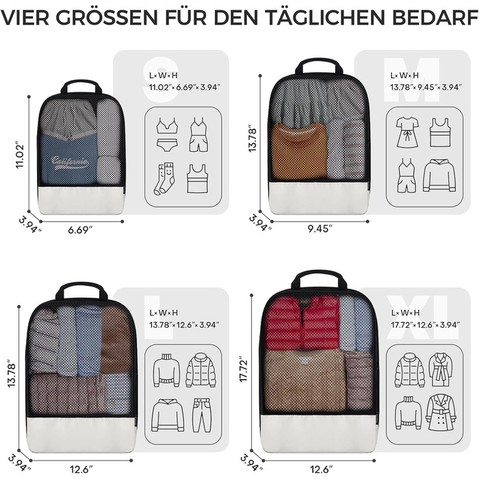 Набір кубиків для пакування багажу BAGLHER - органайзери для подорожей, водонепроникні, бежеві