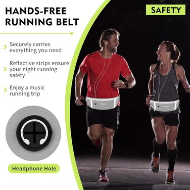 Пояс для телефону для бігу, спортивна сумка для джогінгу, водонепроникний пояс на пояс для чоловіків та жінок з 3 кишенями, велика місткість, регульований біговий пояс (Чорний + Зелений) (Сірий)