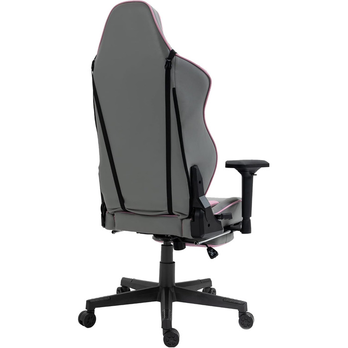 TRISENS Gaming Chair Racing Style Chair with Sports Seat and Ergonomic 4D Armrests, Color: Light Grey/Pink Light Grey / Pink