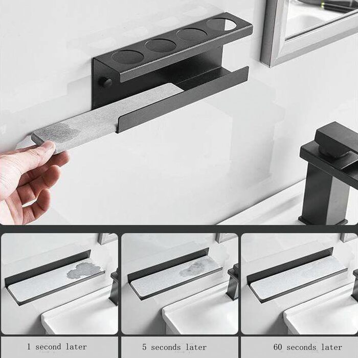 Настінний тримач для електричної зубної щітки з органайзером для пасти, 4 відділення, чорний