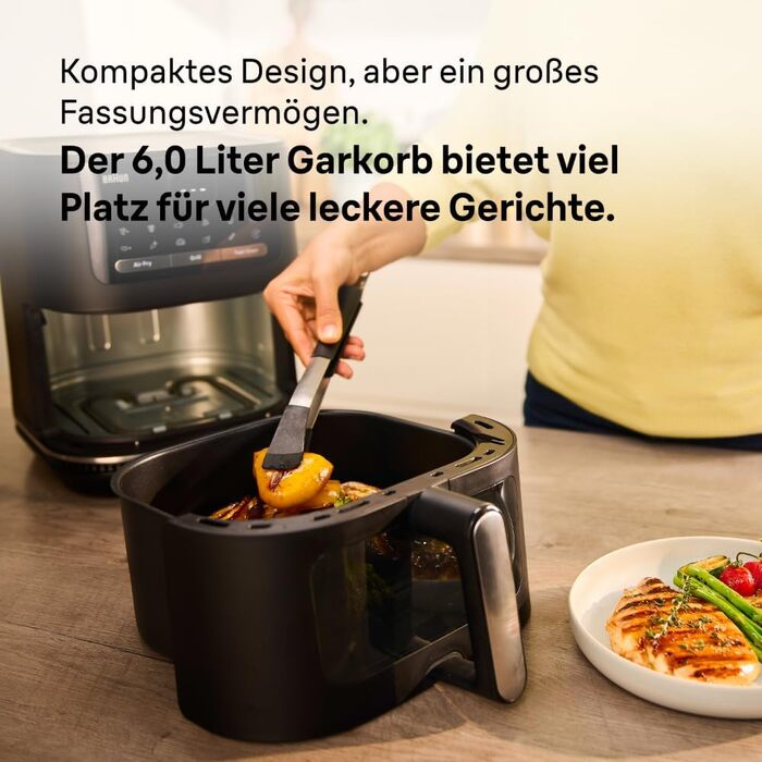 Фритюрниця електрична Braun MultiFry 5 HF5030 6л з технологією RealAir, чорна - аерофритюрниця з сенсорним керуванням та 20 програмами