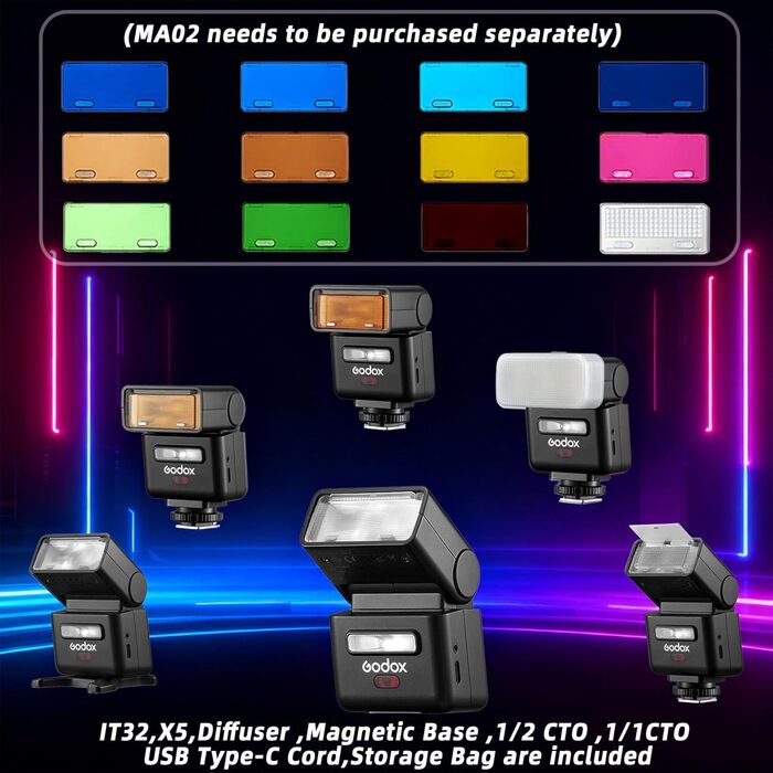 Godox iT32 TTL міні-спалаху для Sony з X5-S передавачем, 2.4G HSS 1/8000s, сумісний з Sony ZV-E10, a7IV, a9III, a6400, a6700, a7III, a7CII, a6000, a7C, a6100, a7SIII, ZV-E10 II, a6500, RX10