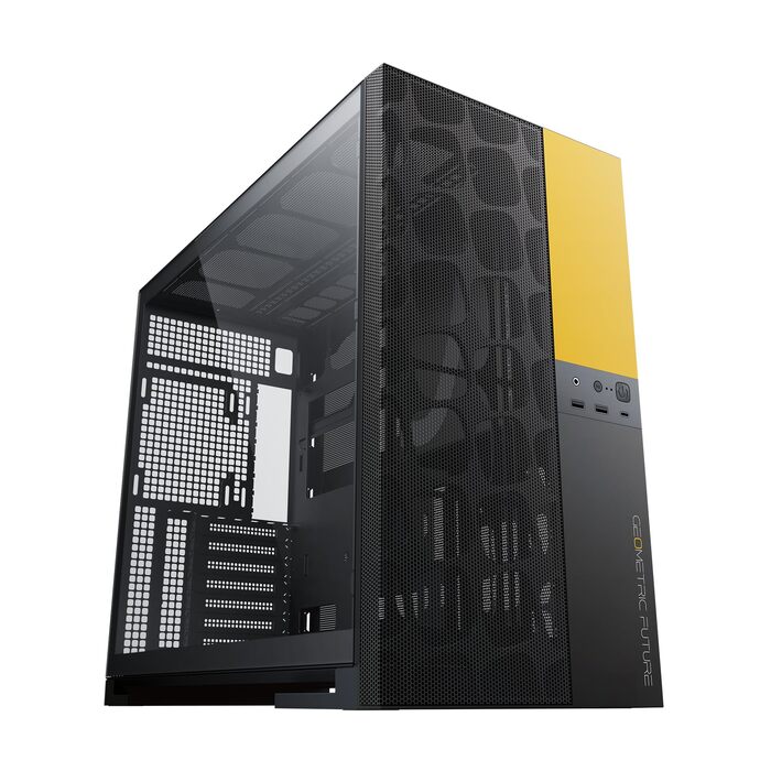 Корпус для ПК Geometric Future M5 Vent Mesh, Mid Tower, E-ATX/ATX, Чорний/Жовтий, Mesh Front Panel, Підтримка 420/360 радіатора