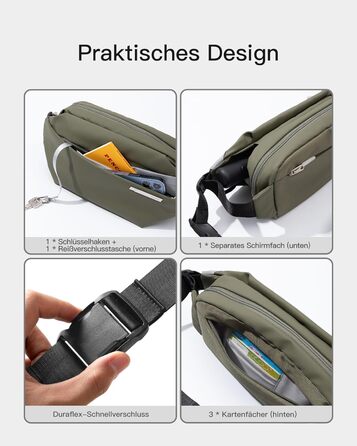 Сумка на плече Inateck, оливковий колір, водонепроникна, для чоловіків та жінок