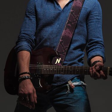 Шкіряний ремінь для гітари Nefelibata 2.3' з повним зерном, м'яка підкладка, для бас-гітари, електрогітари та акустичної гітари (Sahara Yellow Embossed)