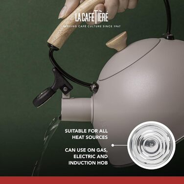 Кавоварка La Cafetière для лате з дерев'яною ручкою, 2.5 л, нержавіюча сталь, кремового кольору