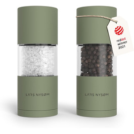 Набір для помелу солі та перцю LARS NYSØM з нержавіючої сталі (2 шт.) з регульованим керамічним жорном, зелений колір