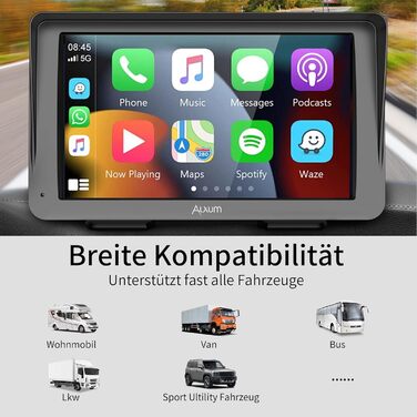 Автомобільний дисплей Alxum CarPlay 7'' IPS із FM-трансмітером, Bluetooth, монітором для авто, камерою заднього виду, підтримкою TF карти, FM і AUX для всіх авто