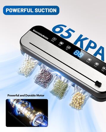 Вакуумний пакувальник FANNOU 5-в-1 для продуктів харчування, з зовнішнім вакуумуванням для банок та контейнерів, чорний