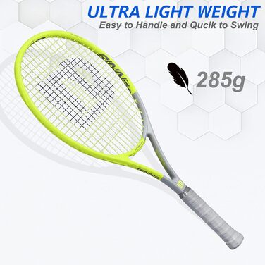 Тенісний racket LUNNADE для дорослих, легкий, з чохлом, для початківців та професіоналів (27 дюймів, жовтий Head)