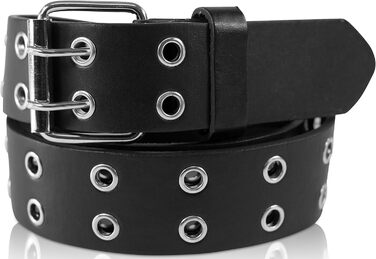 Жінський та чоловічий шкіряний ремінь з подвійною пряжкою, кольоровий, різні розміри, ширина 3,5 см, чорний