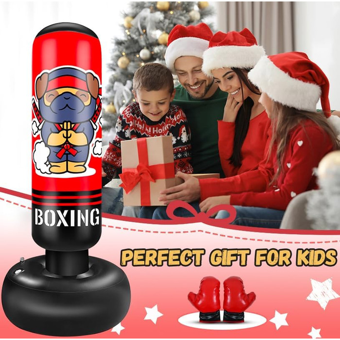 Надувний боксерський мішок для дітей Boxsack Kinder, 165 см, з боксерськими рукавичками, для карате, тхеквондо, MMA, ніндзя, подарунок для хлопчиків та дівчаток 3-12 років