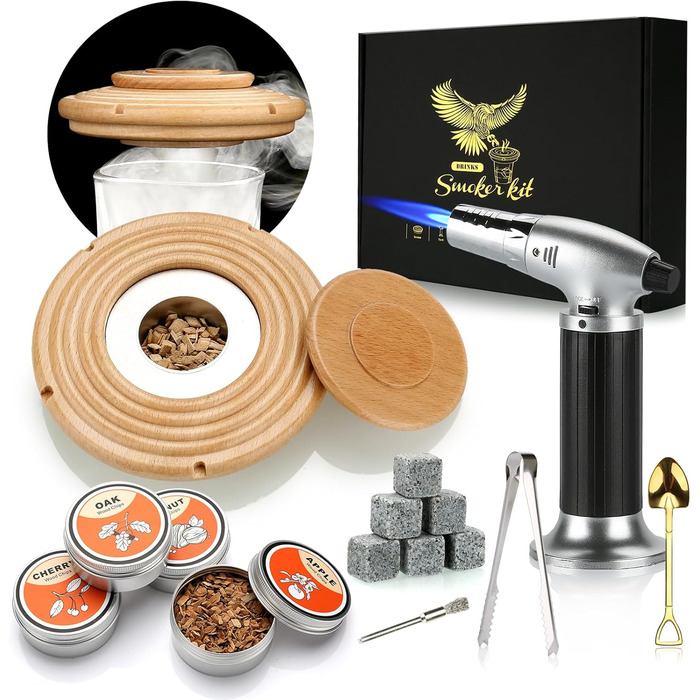 Набір для копчення коктейлів: 4 дерев'яні чіпси, аксесуар для віскі, коктейлів, кави, бурбону та м'яса