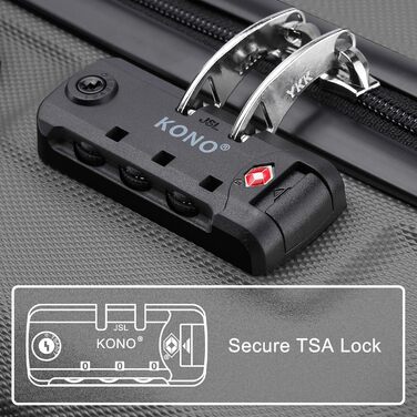 Валіза KONO 24 дюйми з TSA-замком, 4 колеса, ABS, 65×44×25.5 см, кремово-білий (сірий), 3-частинний набір