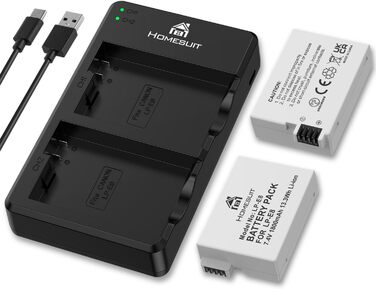 Акумулятор LP-E8 1800mAh та LED зарядний пристрій для Canon EOS Rebel T2i T3i T4i T5i EOS 550D 600D 650D 700D Kiss X4 X5 X6 X6i X7i (2 шт. акумулятори + 1 зарядний пристрій)