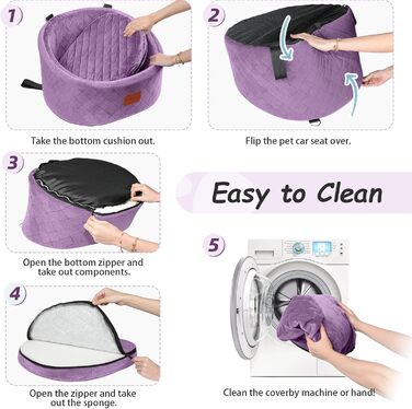 Зручний автокрісло для собак з кріпленням для безпеки, миється, з антиковзною основою (Purple, Small)
