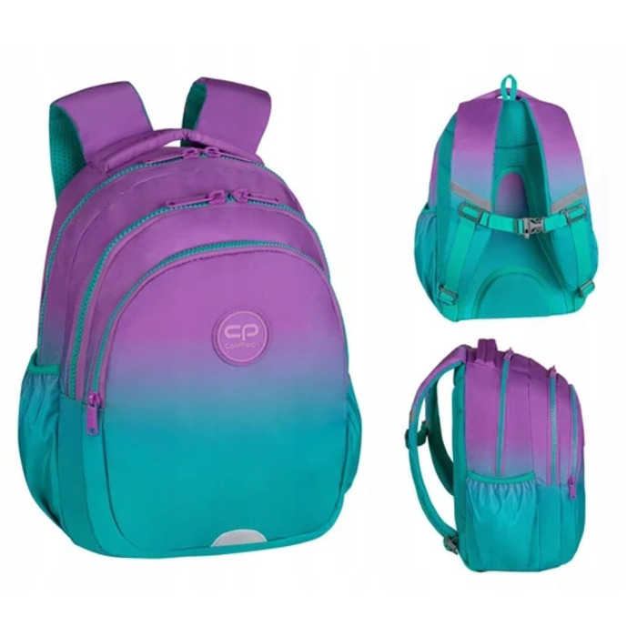 Багатофункціональний шкільний рюкзак CoolPack, фіолетово-зелений, 21 л
