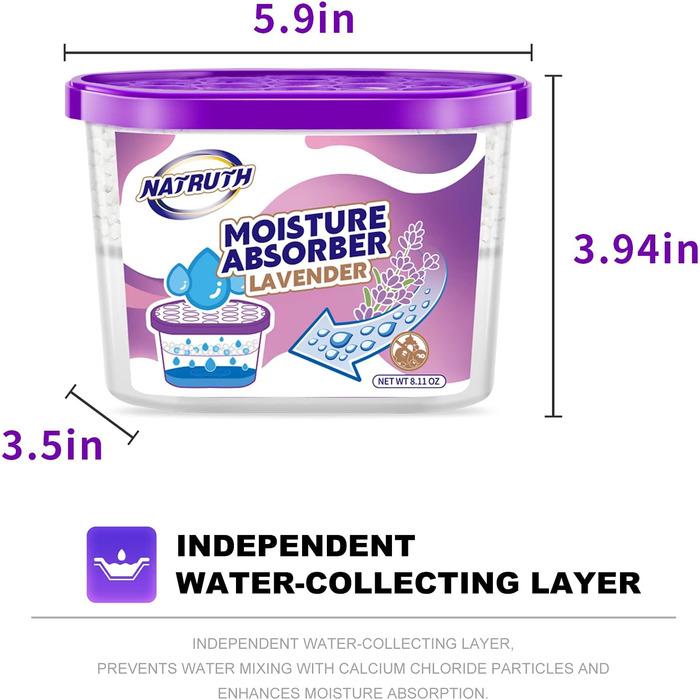 NATRUTH Moisture Absorbers, 9-Pack, Portable Closet Dehumidifier, Odor Neutralizer, Odorless Moisture Absorber