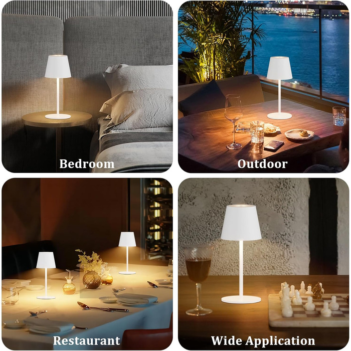 Світлодіодний акумуляторний настільний світильник 26 см, 5000mAh, IP54 (2 шт.) - кемпінговий, для ресторану, спальні, бару