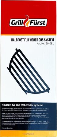 Чавунна решітка Grillfürst для газових грилів з системою GBS, 30x12,9 см – змінна або додаткова решітка для газового чи вугільного гриля, товщина прутків 11 мм