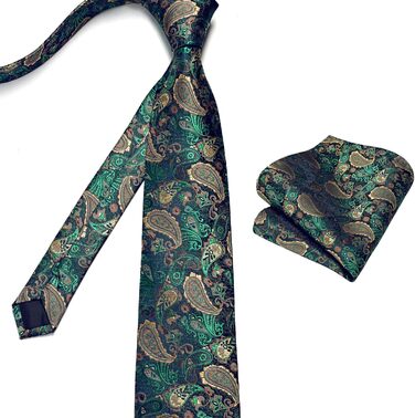 HISDERN Комплект краватки та нагрудного хустинки з квітковим візерунком паваролочка, зелений