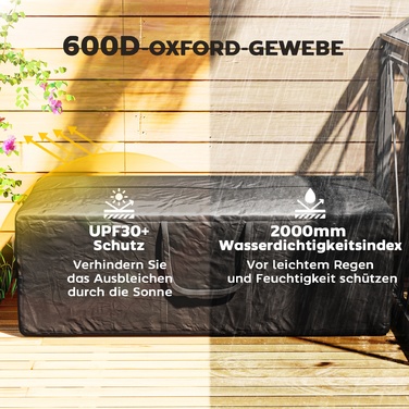 Мішок для спорядження Outsunny 600D Oxford, 840 літрів, місткість до 100 кг, захист від УФ30+, водонепроникний, для кемпінгу та подорожей, 175 x 80 x 60 см, Чорний
