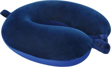 Подушка для шиї з піною з пам'яті, зручна та легка, ідеальна для сну в літаку, автомобілі, поїзді, автобусі та вдома, з чохлом для зберігання (Блакитна)