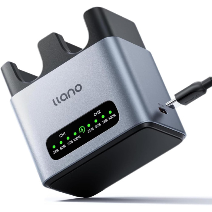 Зарядний пристрій LLANO 20W для акумуляторів Sony NP-FZ100: A7III, A7IV, A6700, FX3, FX30, A9, A7C, A7CII, A7RV, A7RIII, A6600, ZV-E1, ZV-E10II, A1, FX2 – USB-C, LED-дисплей, корпус з алюмінію