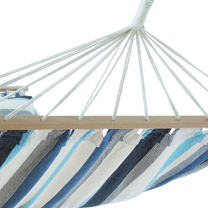 yourGEAR Kauai - XXL Hammock with 2 Cushions | 240 x 160 cm | Emerald (Green) or Aqua (Blue) | 300 kg TÜV certified | Cotton | Hanging hammock for 2 people incl. attachment set [Aqua]