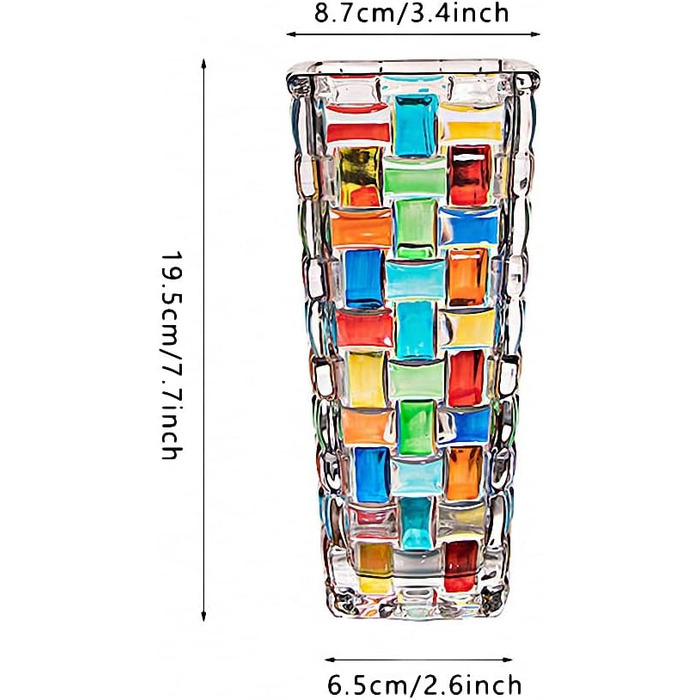 Ручна розписна кольорова тканинна скляна ваза, кришталева ваза для квітів, 19,5 см, скляна рослина для квіткових композицій, для декору столу, весілля, новосілля, декор для дому