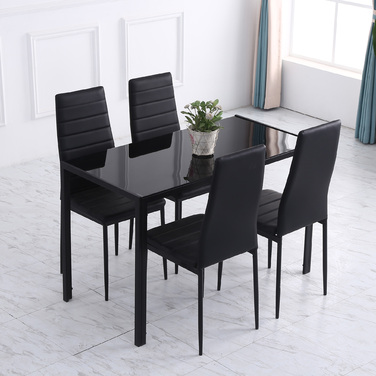 HOMCOM LED Dining Table Kitchen Table for 4 People, Tempered Glass & Metal, Black, 120x60x75cm, modern & stylish