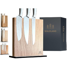 WALDLAND Premium Knife Block without Knives – Magnetic Knife Block made of fine and robust oak wood | Magnetic knife holder | Magnetic knife holder | Wood block