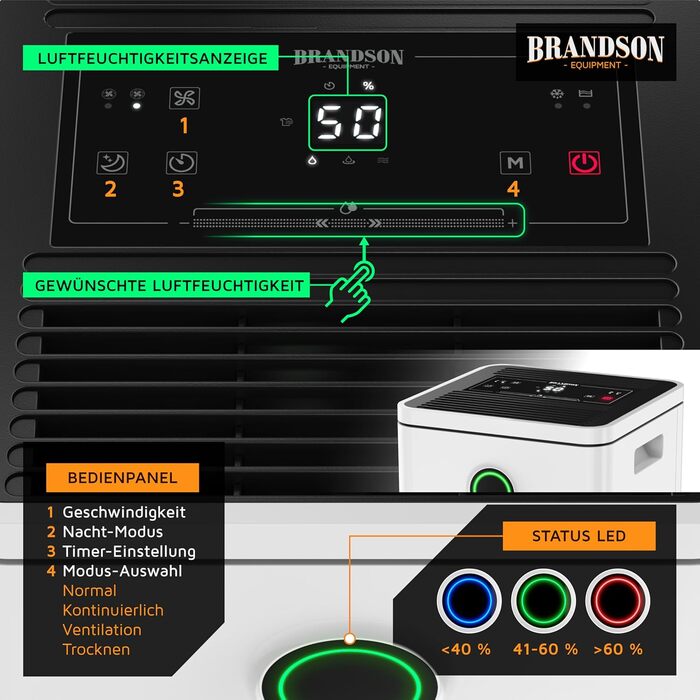 Зволожувач повітря Brandson 10L з компресором – електричний, тихий, для спальні, ванної, підвалу, без Wi-Fi