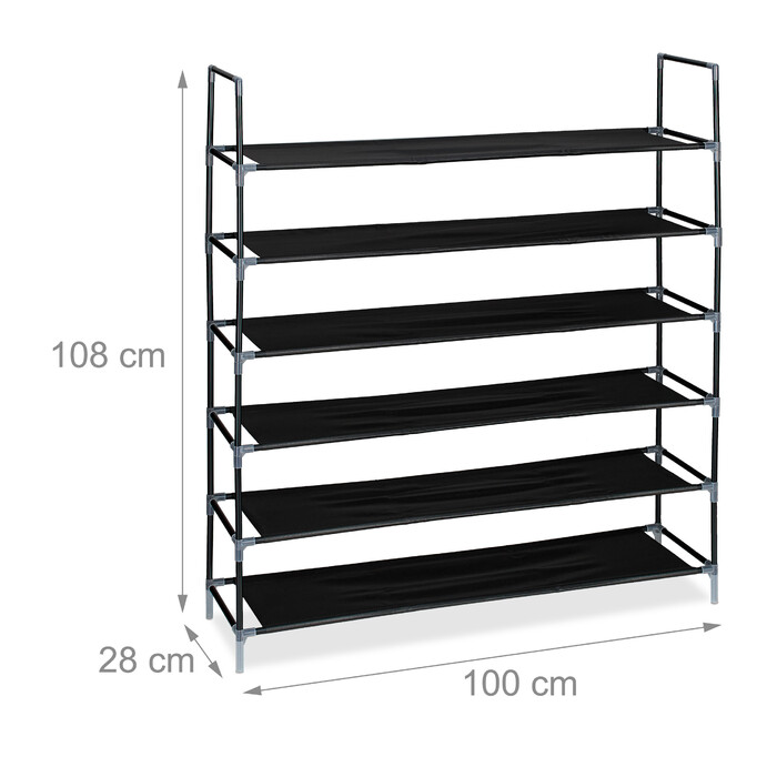 Relaxdays shoe rack with fabric shelves, 1 m