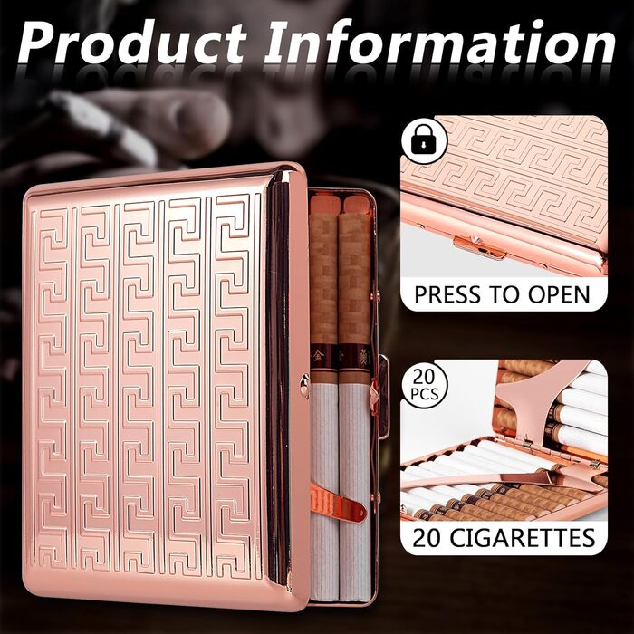 Металеве етажерка для сигарет 84 мм, 3.34 дюйма, для King Size, 14 шт, захист RFID-картки (King Size 20 шт, Labyrinth Pink)