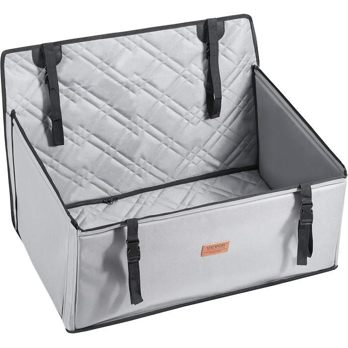 Автокрісло для собак VEVOR, сіре, до 22 кг (M) - водонепроникне, з підставкою, з поводом