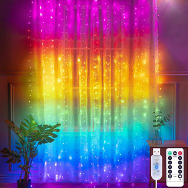 Льодогенератор Yizhet 3x3м LED, 300 LED, тепле біле світло, 8 режимів, IP65, для декору вечірки, шлюбу, Різдва, тераси