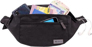 Чоловіча/жіноча поясна сумка-рюкзак на пояс, водонепроникна, для спорту, бігу, кемпінгу, подорожей (чорна)