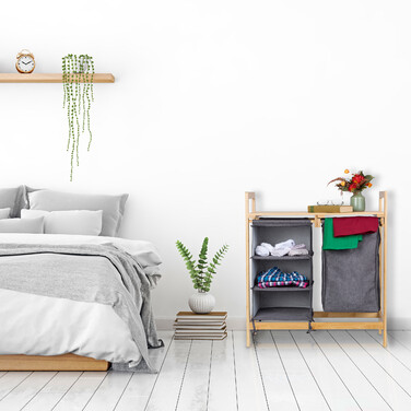 Relaxdays Laundry Basket Shelf with 3 Compartments