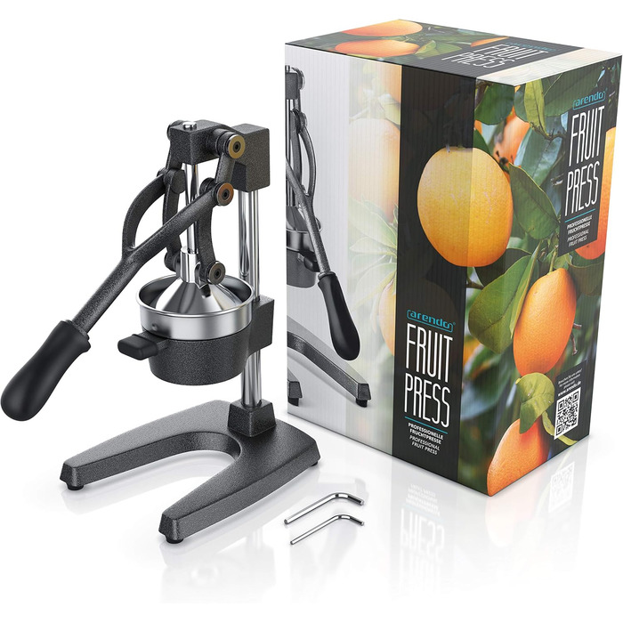 Arendo Manual Citrus Juicer - Stainless Steel Lever Press for Oranges, Grapefruits & Citrus Fruits - Heavy Duty