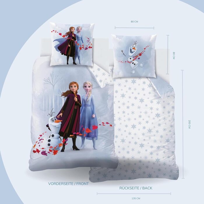 Комплект постільної білизни Frozen: ковдра 135x200, наволочка 80x80, фланель, 100% бавовна, для дівчаток